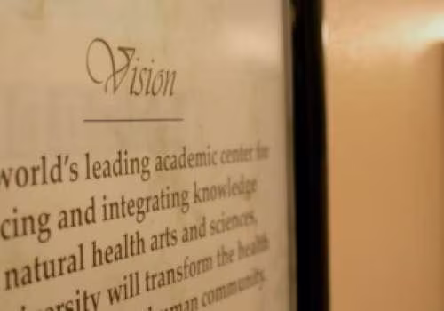 closeup of Bastyr's vision hanging on the wall