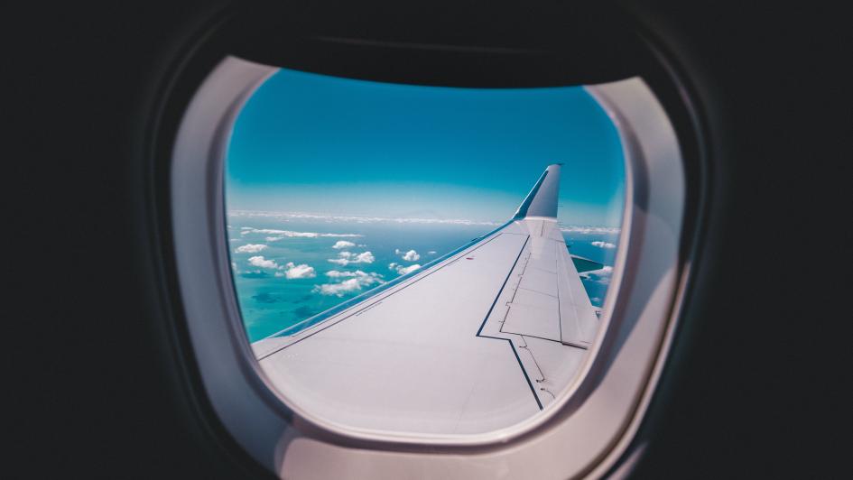 plane window looking out to the wing