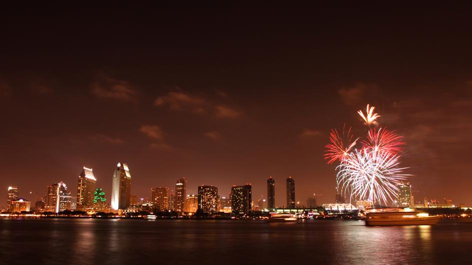 fireworks over San Diego