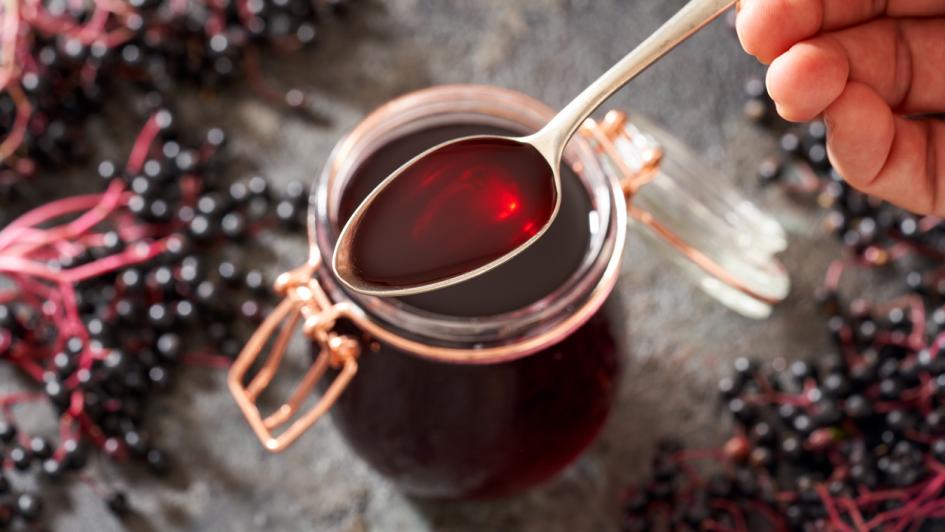 elderberry syrup in jar
